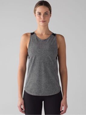 Lululemon "Sculpt Tank II" Black/White Mesh Detail Tank Top Gym Yoga Running